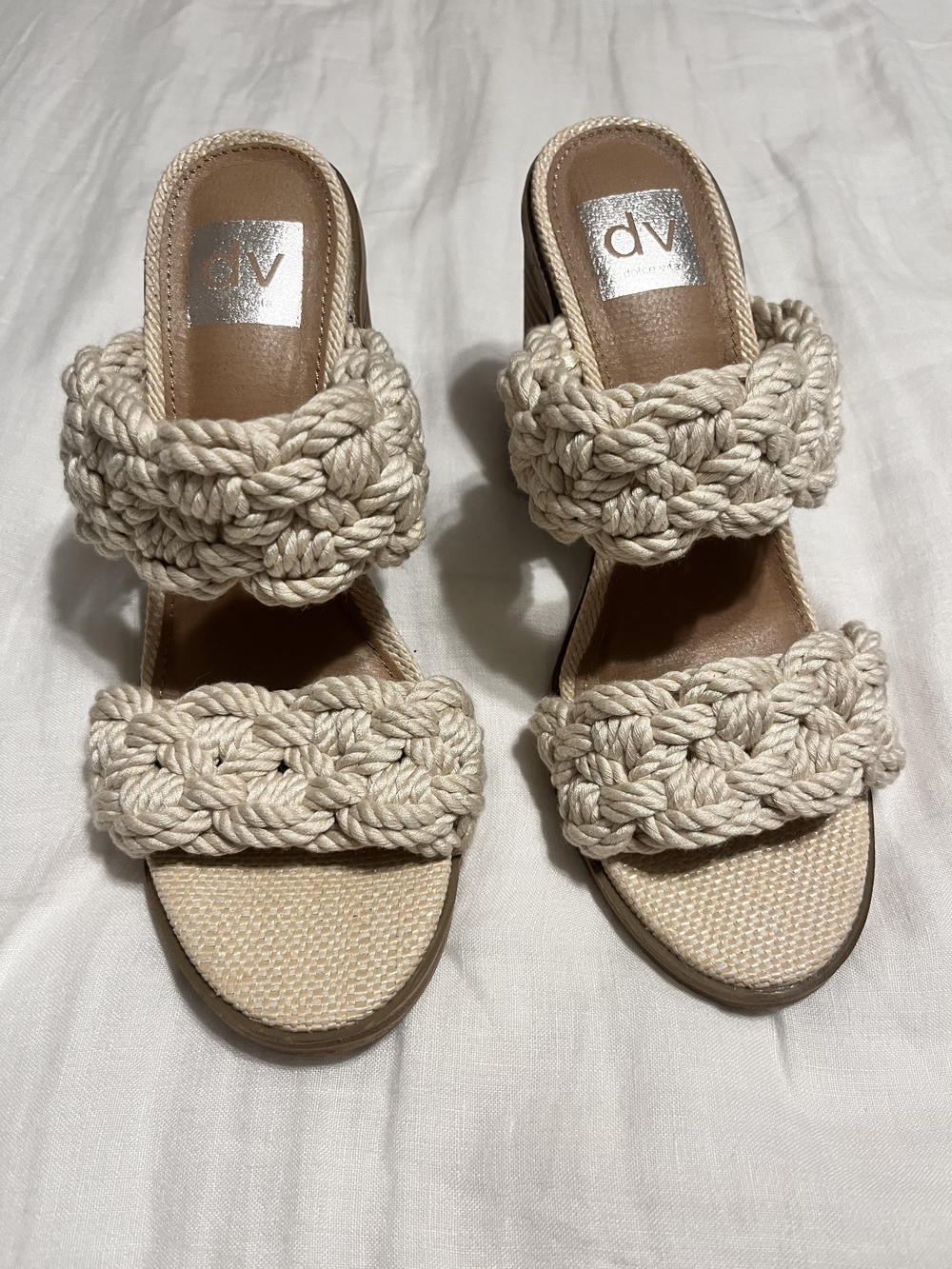 DV by Dolce Vita Roulette Block Heel Slide Sandal Beige US 8